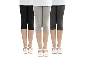 Adorel Leggings 3/4 Capri Coton Pantacourt Legging Court Été Fille Lot de 3