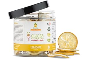 Biocal - Slices di limone disidratate/botaniche agrumate per gin tonic/fette di limone essiccate/spezie gin tonic/botaniche per gin/limone essiccato cocktail/frutta disidratata cocktail/60gr