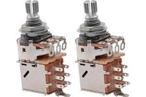 Musiclily A500K Lot de 2 potentiomètres type "push-pull" pour guitare basse, axe court