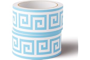 VisitRyl Cenefas Adhesivas para Cocina Baño Decorativas Wanzi Azul Claro A 10cm X 500cm Fácil Aplicación Resistente Agua