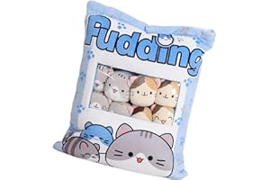 Tebinzi Mignon Snack Oreiller Animaux en Peluche, Jouets Pudding Décoratif Amovible Poupées Creative Jouet Cadeaux, Oreiller Collation Déco À La Maison