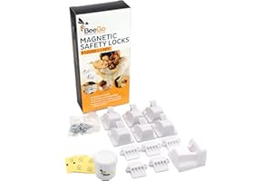BeeGo® Magnetic Safety Locks – Child Lock for Kitchen Cupboards & Drawers | Baby Proof, No Drilling, Easy Install (6 Locks + 1 Key) | Fits Cabinets, Cupboards & Drawers
