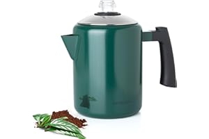 Mixpresso Green Stainless Steel Coffee Percolator Stovetop, 37oz Classic Percolator Coffee Pot, Excellent For Camping Pot, 5-8 Cup Stove Top Coffee Maker, Cool-Touch Handle