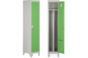 Brigros - Armadio Spogliatoio Sporco Pulito In Metallo, Armadietto Spogliatoio Salvaspazio Con Ripiano E Appendiabiti, Armadio Spogliatoio Con 3 Scomparti (1 Anta, Verde)