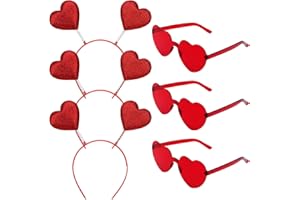 MWOOT 3 Séries Bandeau de Coeur Saint Valentin, Lunette Coeur Rouge, Accessoires de Déguisement Saint Valentin Coeur Rouge pour la Saint-Valentin Anniversaire Mariage Fête