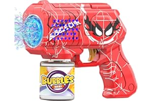 Muakiz Spider Pistola Spara Bolle di Sapone: Macchina Bolle di Sapone 10000 + Bubble/min con 2 Liquido 4 batterie - Matrimoni, Esterni Giocattolo per Bambini