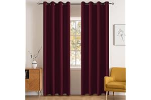 YSTELLAA Impermeable Cortinas Opacas Dormitorio 2 Piezas, 140×225cm, Cortinas Termicas Aislantes Frio Y Calor, Acusticas, con Ojales, para Salon, Exterior Terraza, Burdeos
