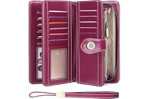 Portfel damski SENDEFN, portfel skórzany, duży, damski, z ochroną RFID, o dużej pojemności, długi portfel, z gniazdami na karty 24 i portfelem, odpinaną opaską na rękę, L, portfel blokujący RFID