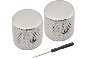 Musiclily Pro 1/4" Acero Botón de Potenciómetro Punta Plana con Tornillo Fijación Ajuste Universal Knobs Perillas para Guitarra Eléctrica o Bajo, Nickel(2 Piezas)
