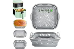 HD HARUDONE Teglia per Friggitrice ad Aria, 2 Pezzi da 21CM Riutilizzabili Accessori Friggitrice ad Aria, Contenitori per Friggitrice ad Aria Compatibili con COSORI, Ninja, Tower, Tristar (2 x Grigio)