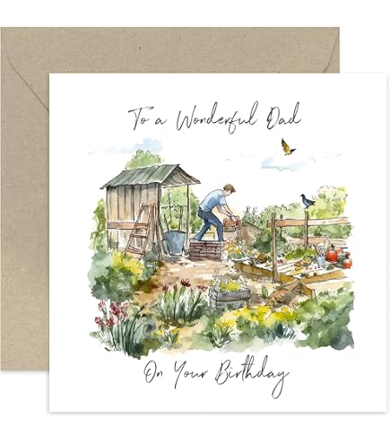 Noel Tatt Geburtstagskarte Für Vater – Mit Gartendesign & Goldfolie, 220x152 Mm, Umweltfreundlich & Recycelbar