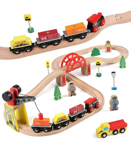 KidKraft Bucket Top Ensemble Train en Bois Construction pour Enfant avec Boîte de Rangement Plastique, Circuit de Train avec Grue et Voitures, Jouet Enfant dès 3 Ans, 17805 KidKraft Bucket Top Ensemble Train en Bois Construction pour Enfant avec Boîte de Rangement Plastique, Circuit de Train avec Grue et Voitures, Jouet Enfant dès 3 Ans, 17805