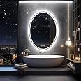 Miroir De Salle De Bain Avec LED Et Antibuée 60x80 Cm - Ovale, Lumière Réglable, Idéal Pour Salle D'eau Et Coiffure