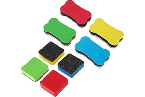 Dimeho 8 borradores magnéticos de borrado en seco, almohadillas limpiadoras de pizarra blanca de colores surtidos, suministros de marcadores para oficina, aula, pizarra blanca de vidrio, profesor,