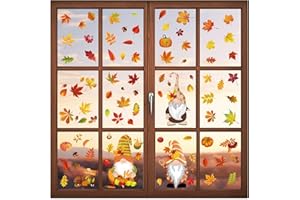 AJUNLKVDR 6 Foglio Vetrofanie,Quadri Per Finestre Autunnali, Decorazioni Per Finestre Autunnali, Adesivi Decorativi Foglie Autunnali, Adesivi Decorativi Per Finestre Autoadesivi,Decorazioni Riutilizzabili