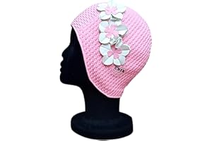 CHEX Lucca Waffle Bubble - Gorro de natación para mujer, diseño floral, clásico, retro, 3 flores, 2 colores, pétalo 3D, estilo vintage, gorro de natación, tamaño medio, adulto