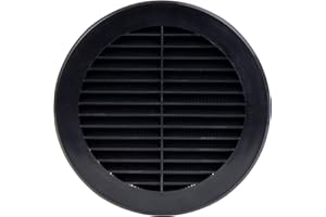 Steinberg14 Czarna kratka wentylacyjna, wylotowa, ochrona przed owadami, okrągła, kołnierz, tworzywo sztuczne