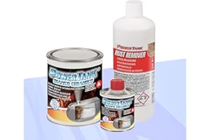 POWER TANK Bianco CERAMICO Trattamento Serbatoio Moto (20/25 Litri) Kit Medio Medium 700 gr per Interno Serbatoi Elimina la Ruggine Ripara Protegge Arrugginito da Auto di d'Epoca con Antiruggine
