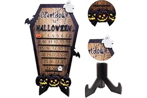 BAEIDO Halloween Advent Calendar, Funny Wooden Coffins Ghosts Pumpkins Countdown for Home Office Classroom Decorations, DIY Novelty Handmade Desk Centerpieces Craft for Table Ornament Gifts