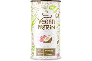 ALPHA FOODS Proteina Vegana - COCO - Proteinas vegetal de arroz, guisantes, semillas de lino, amaranto, semillas de girasol y semillas de calabaza germinadas - 600 g en polvo con sabor a Coco