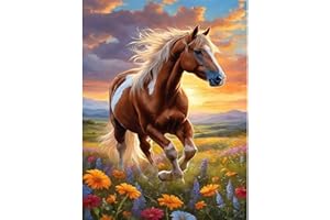 PUJEKNM Diamond Painting Set für Erwachsene-Pferd Diamond Painting Kits, 5D Tiere Diamant Malerei Set, Pferde DIY Diamantmalerei Basteln Bilder Arts als Geschenk für Home Wand Décor 30x40cm