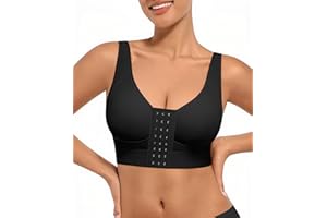 FeelinGirl Soutien-gorge de compression post-chirurgie pour femme avec fermeture avant avec bretelles réglables sans armatures