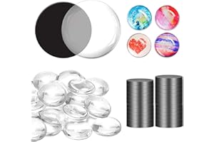Yisscen 100 Piezas Refrigerador de Bricolaje Imanes Redondos de Vidrio Mini Imanes Autoadhesivos y 25 mm Cabujones para Manualidades de Imanes de Nevera de Bricolaje