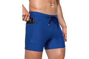 Arcweg Męskie kąpielówki szorty elastyczne męskie stroje kąpielowe z kieszeniami na zamek błyskawiczny męskie majtki kąpielowe ze sznurkiem szorty na plażę do pływania