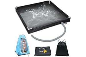 FTJKGH Portable Shower Tray, Foldable Camping Shower Base 80x80x10cm Large Portable Shower Pan with Drain Pipe Camping Tent Shower Tray for Pet Beach RV Indoor Outdoor Shower