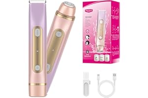 Brigin Afeitadora Mujer,2 en 1 Profesional Rasuradora con estación recargable USB, Impermeable IPX7 Recortadora Mujer zona Intima, Rasuradora para Cara Axilas Bikini flotador portátil