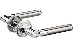 Alpertec 88022300C Fijación Maciza 6-R Cromado/Acero Inoxidable Satinado. BB-Juego de manijas de Puerta, Silber