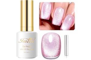 IMTITI 15ml Smalti in gel per unghie Semipermanente Occhio di gatto magnetico Glitter Rosa caldo, Smalto per unghie in gel Cat Eye Holographic Shining Glitter Smalto per unghie in gel super brillante