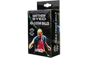 Sure Shot Matthew Syed 40+ 3 Star Table Tennis Balls, Pack of 6, White