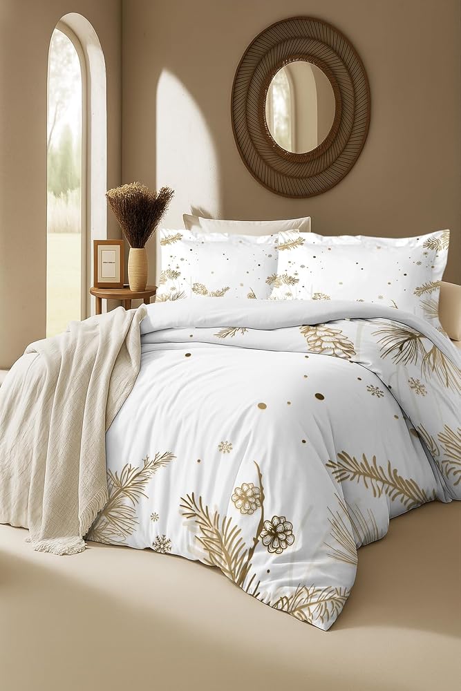 MONOHOME King Size Soft 3D Pamuk Saten Çift Kişilik Nevresim Takımı, monohome46767