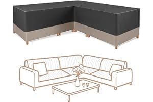 SHIELD OUTDOOR COVERS Gartenmöbel Abdeckung L-Form,Schutzhülle für Gartenmöbel,420D Oxford Gewebe Wasserdicht Winddicht Ecksofa Abdeckplane ,Möbbelsets Schutzhülle für Sofa, Loungemöbel 255x255x70CM