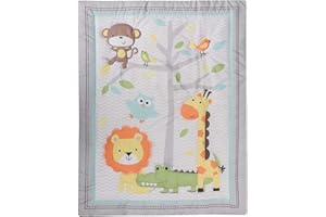 HMtideby Animal Themed Baby Toddler Blanket Quilt Cot Comforter Crib Baby Quilts for Boys and Girls Nursery Bed Throw Blanket 84x107cm, Lion, Monkey, Giraffe, Suitable for All Season