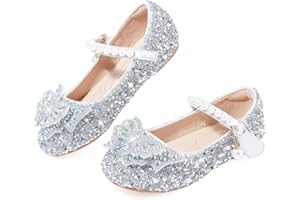 VTASQ Girls Glitter Mary Jane Princess Shoes Flat Sandal Sequin Party Wedding Shoes Toddlers Kids Ballet Dress Shoes Birthday Prom Cosplay Dance Shoes