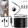 Endoscope Camera with Light, Ennovor 1920P HD Borescope Camera with 8 Adjustable LED Lights, 32.8ft Semi-Rigid Snake Camera with Light, IP67 Waterproof 7.9mm Inspection Camera for iOS and Android
