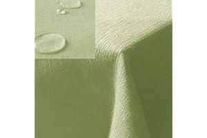 Nappe de table Jemidi - Effet lotus - Aspect lin - Traitement anti-taches - XL - Convient au jardin