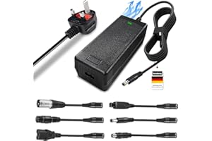 EITEYI 42V 2A Electric Scooter Charger, Universal Battery Charger Power Adapter UK 3 Pin For Electric Mobility Scooter E-bike Bicycle Balance Bike M365 with 6 Types Plugs, Pure Electric Scooter Charger
