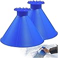 Magical Car Ice Scraper with Funnel,2 Pack Cone Windshield Ice Scrapers,Round Snow Scraper for Car(Blue)