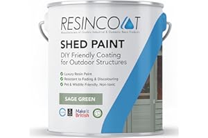 Resincoat Garden Shed Paint, Luxury Resin Paint, 1 Coat Only, Brush/Roller or Spray Applied, Exterior Wood Paint 5Kg (5Kg, Sage Green)