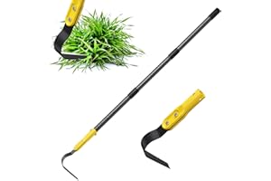 OLLIDOT Garden Hoe Tool, 124cm L-Shape Hoe Garden Adjustable Long Handle Tools for Weeding, Loosening Soil, Trenching, Leaves, Heavy Duty Crack Crevice Weeding Hoe Hand Garden Tools for for Gardening