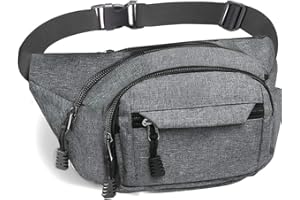 GADOM Bumbag Waist Bag, Waterproof 4 Zip Pockets Running Waist Pack Bag for Men Women, Adjustable Belt Waistpacks for Outdoors, Sport, Hiking, Travel