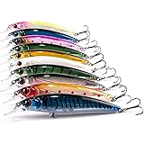 Aozzy 10pcs/11cm di Minow Fishing Lure Bait Dura con Ganci in Metallo a Sfera Tackle