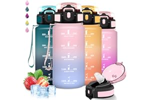 GRSTA Borraccia Bambini, Borraccia 500 ml, Borracce con Cannuccia, Senza Perdite, Water Bottle Motivazionale, Facile da Pulire, Bottiglia Acqua, Con Slogan Motivazionale, Borracce per Scuole, Corsa, Sport