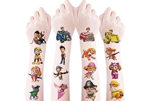 DROOKAEN Tatuaggi per bambini, 10 fogli Dog con oltre 300 diversi, impermeabili e delicati sulla pelle, per feste di compleanno per bambini