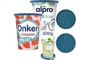 Wingcases Mehrweg Silikon große JoghurtDeckel 500g(2er-Set, Dunkelblau) Reversibel zu Untersetzern, Organizer Küche Behalterdeckel passt für Joghurt, Joghurtbecher, Untersetzer für Gläser