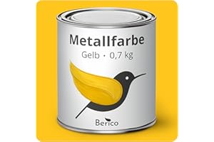 Berico Metallfarbe - Gelb - 0,7 Kg - 3in1 Premium Metallschutzlack - Direkt auf Rost - Für Stahl, Zink, Aluminium und Eisen