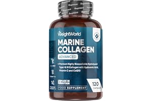 WeightWorld Marine Collagen Capsules 1455mg | 120 Capsules | Type 1 & 3 Collagen Supplements for Women & Men | Hydrolysed Fish Peptides Complex with Hyaluronic Acid, Vitamin C, Zinc & CoQ10